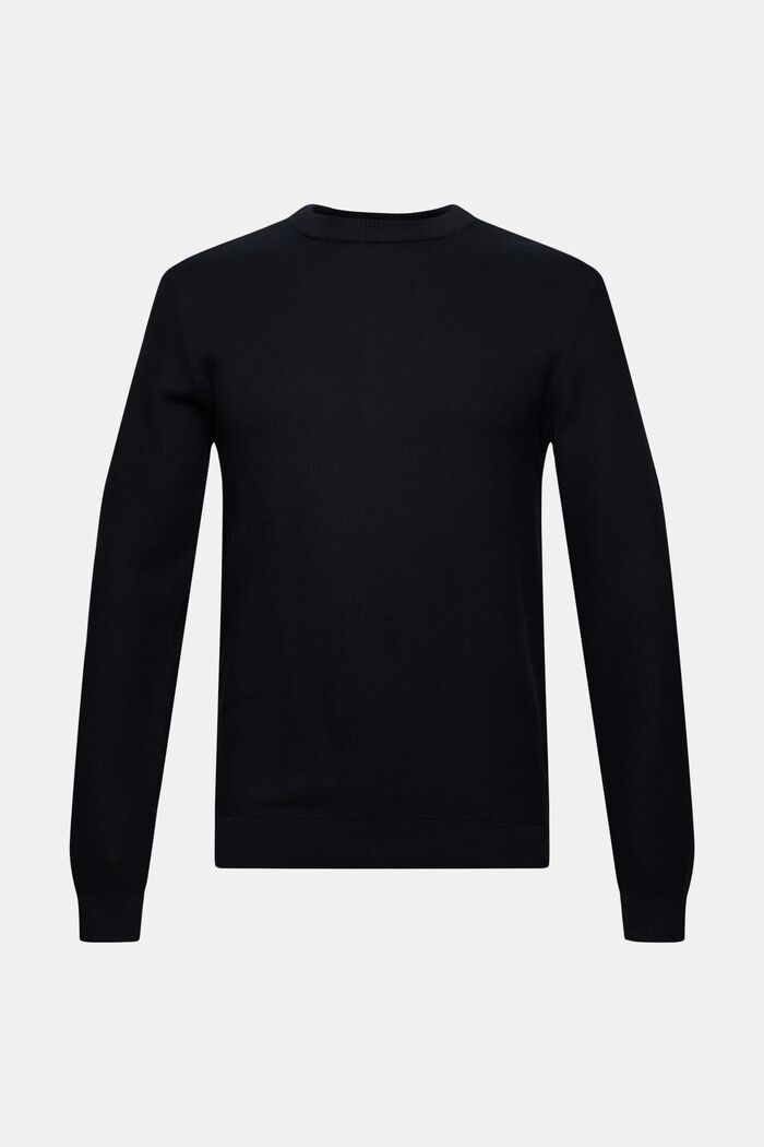 Textured jumper made of 100% organic cotton, BLACK, detail image number 0