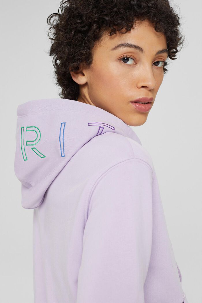 Hoodie with logo embroidery, blended cotton, LILAC, detail image number 5