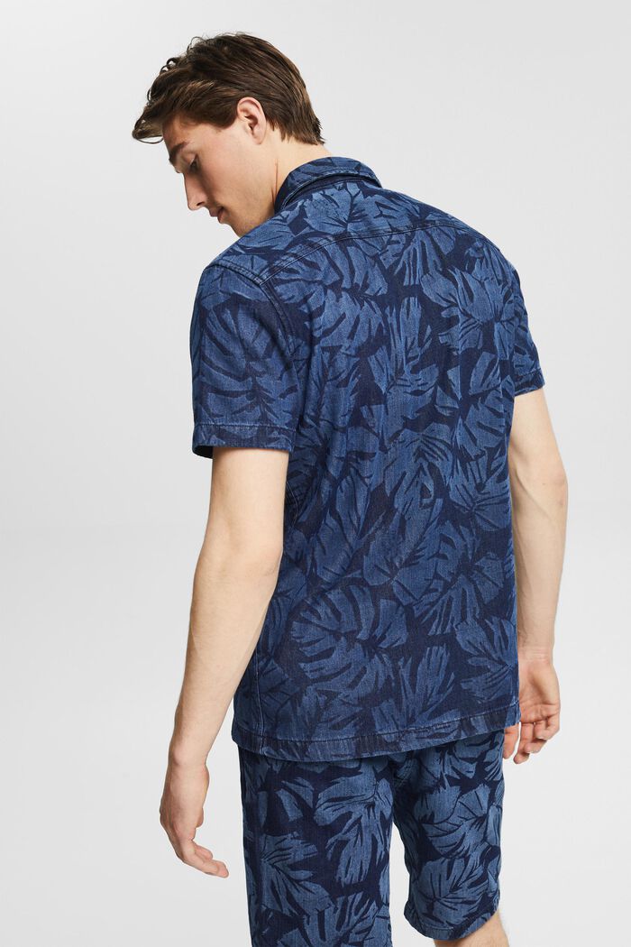 Shirt in a patterned denim look, BLUE MEDIUM WASHED, detail image number 3