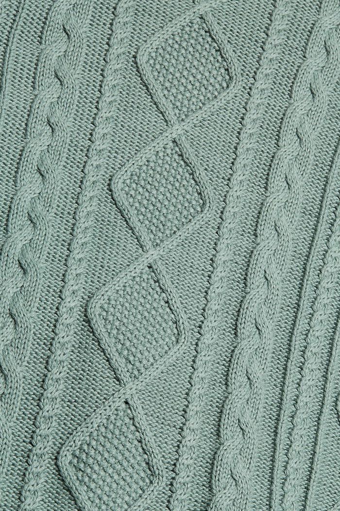 Knit pattern cardigan, organic cotton, DUSTY GREEN, detail image number 4