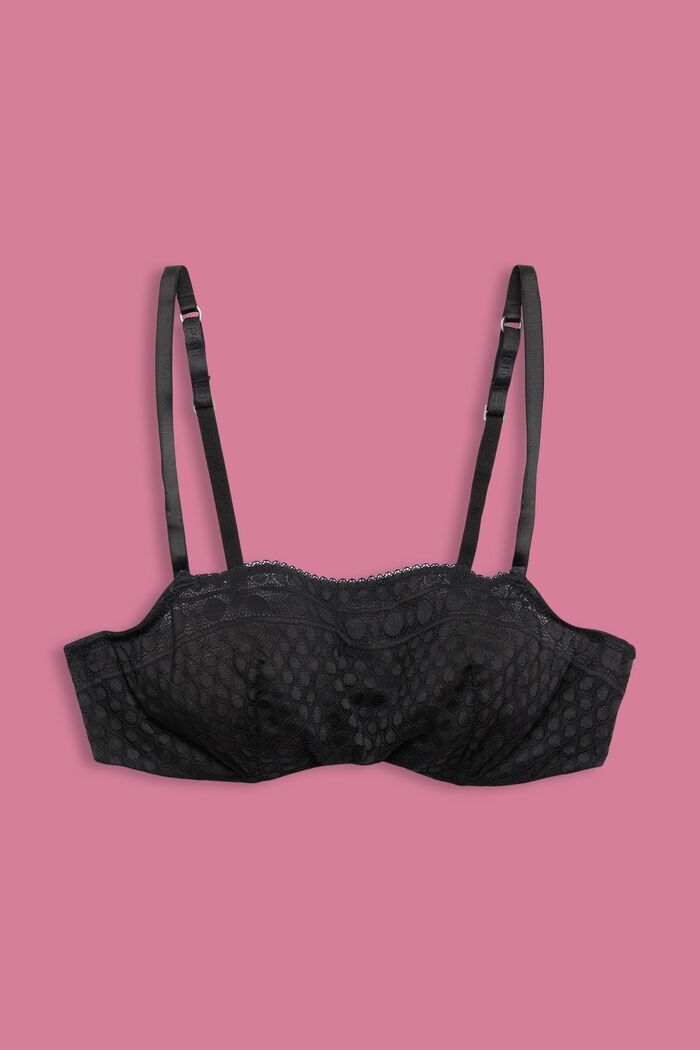 Recycled: underwire bra with lace, ANTHRACITE, detail image number 4