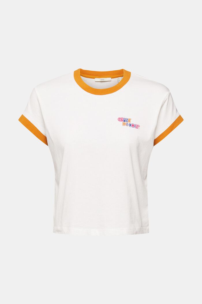 Cropped logo T-shirt, 100% cotton, OFF WHITE, overview