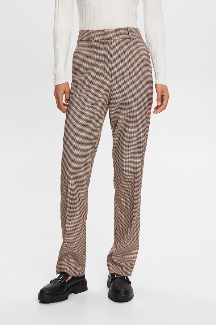 Wide Leg High-Rise Houndstooth Pants, SAND, detail image number 0
