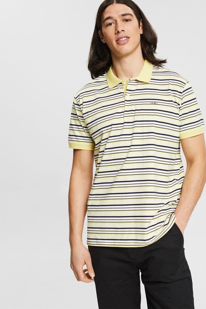Polo shirt with a multi-colour stripe pattern, YELLOW, overview