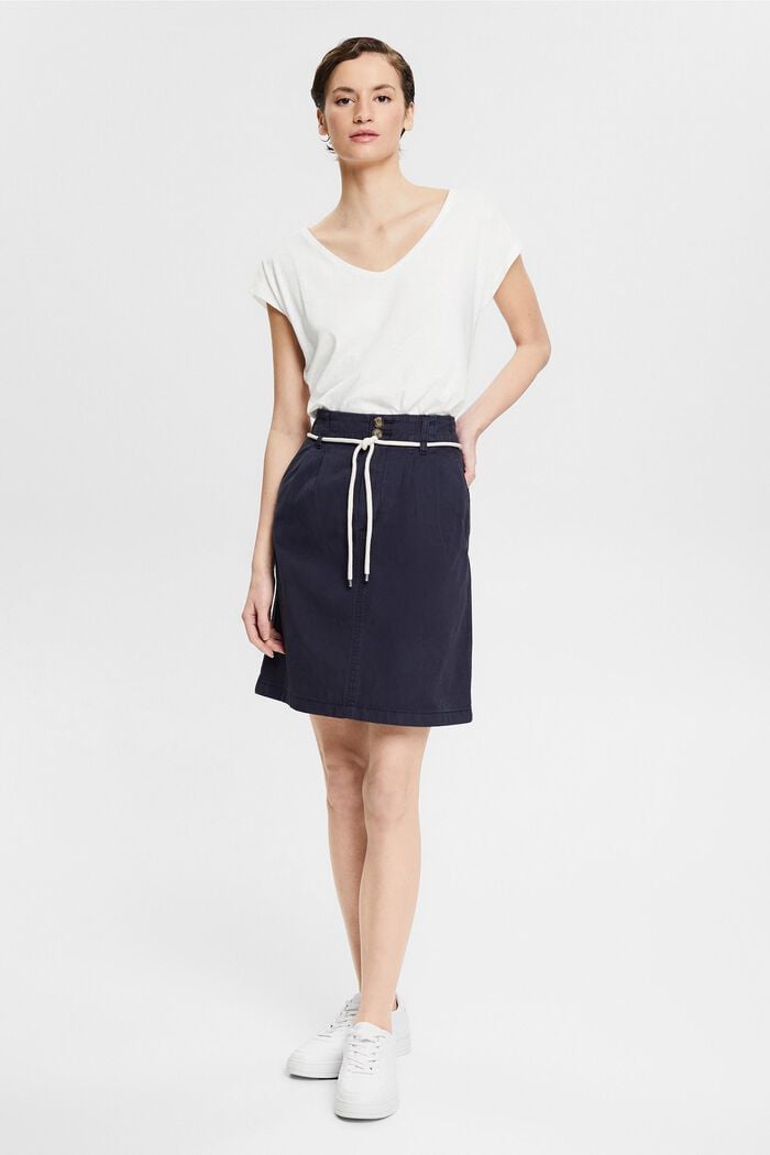 Skirt with a cord belt, NAVY, detail image number 1