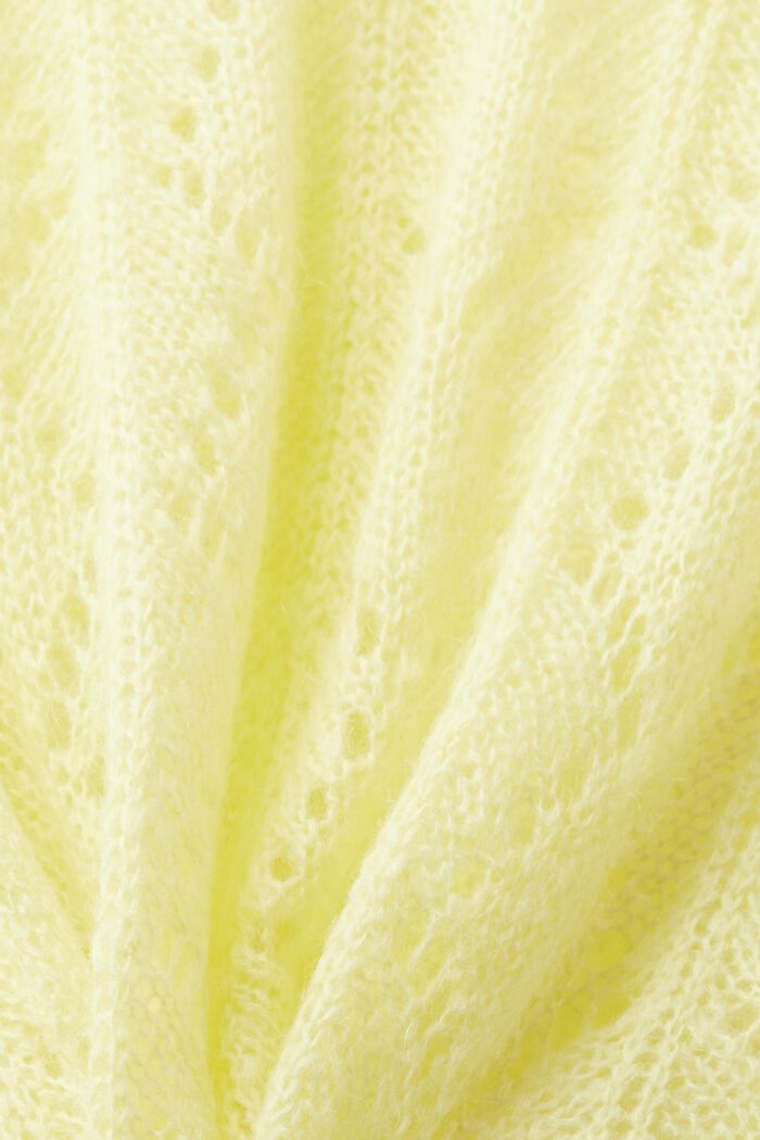 Open-Knit Wool-Blend Sweater, LIME YELLOW, detail image number 5