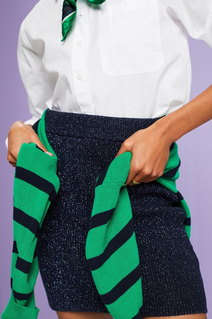 Lamé Knit Mini Skirt, NAVY, detail image number 2