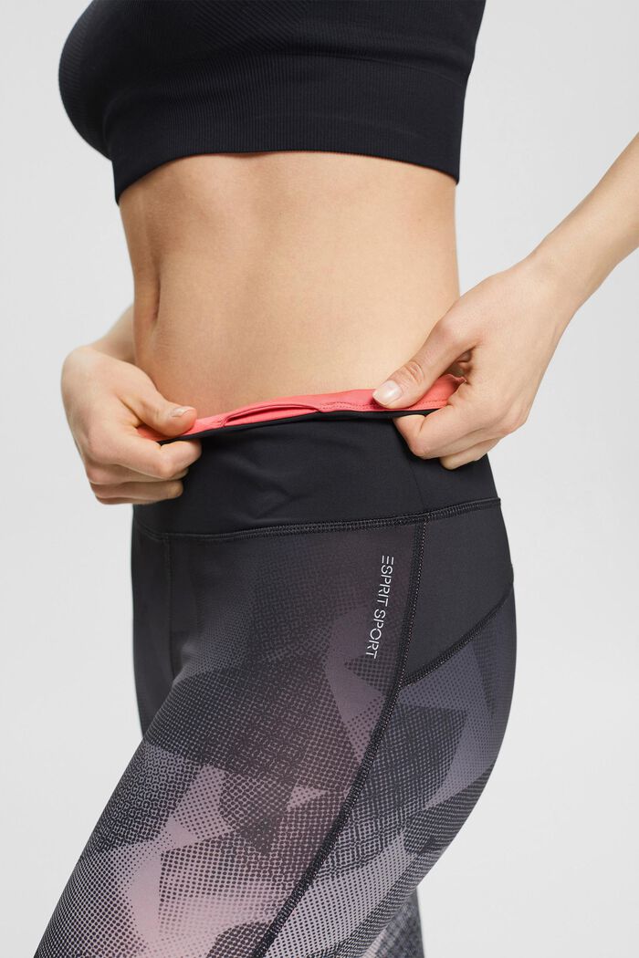 Patterned leggings with E-DRY technology, BLACK, detail image number 2