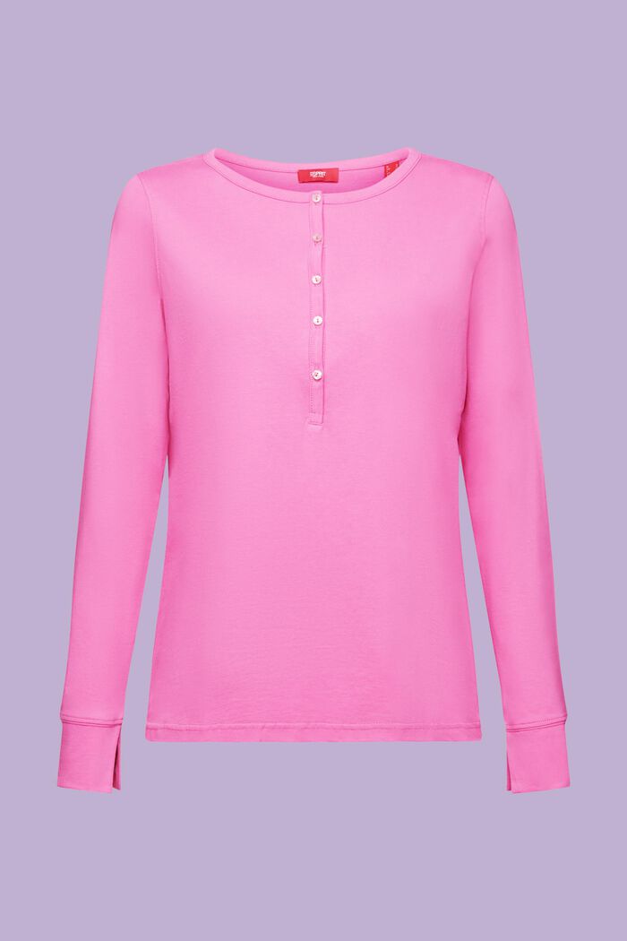 Henley Cotton Top, NEW PINK FUCHSIA, detail image number 6