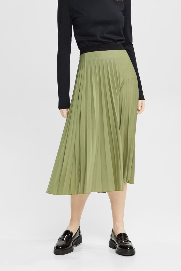 Pleated midi skirt, LIGHT KHAKI, detail image number 0