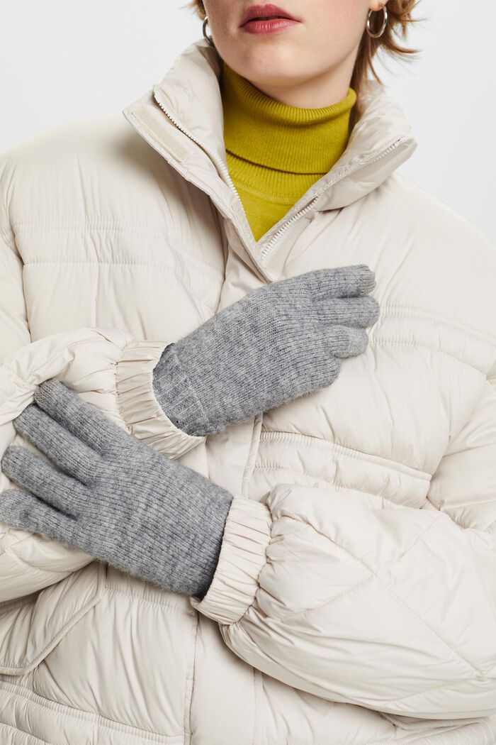 Rib-Knit Gloves, LIGHT GREY, detail image number 2