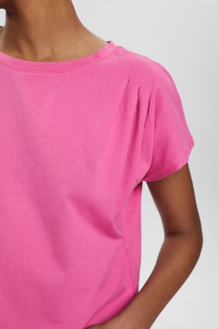 T-shirt with gathers, 100% organic cotton, PINK, detail image number 2
