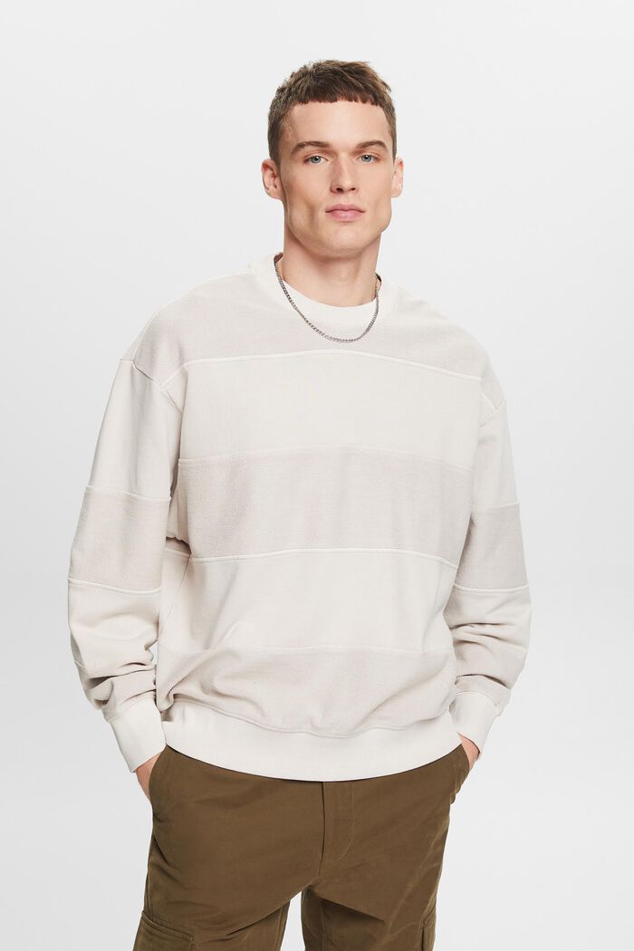 Textured Organic Cotton Sweatshirt, LIGHT BEIGE, detail image number 0