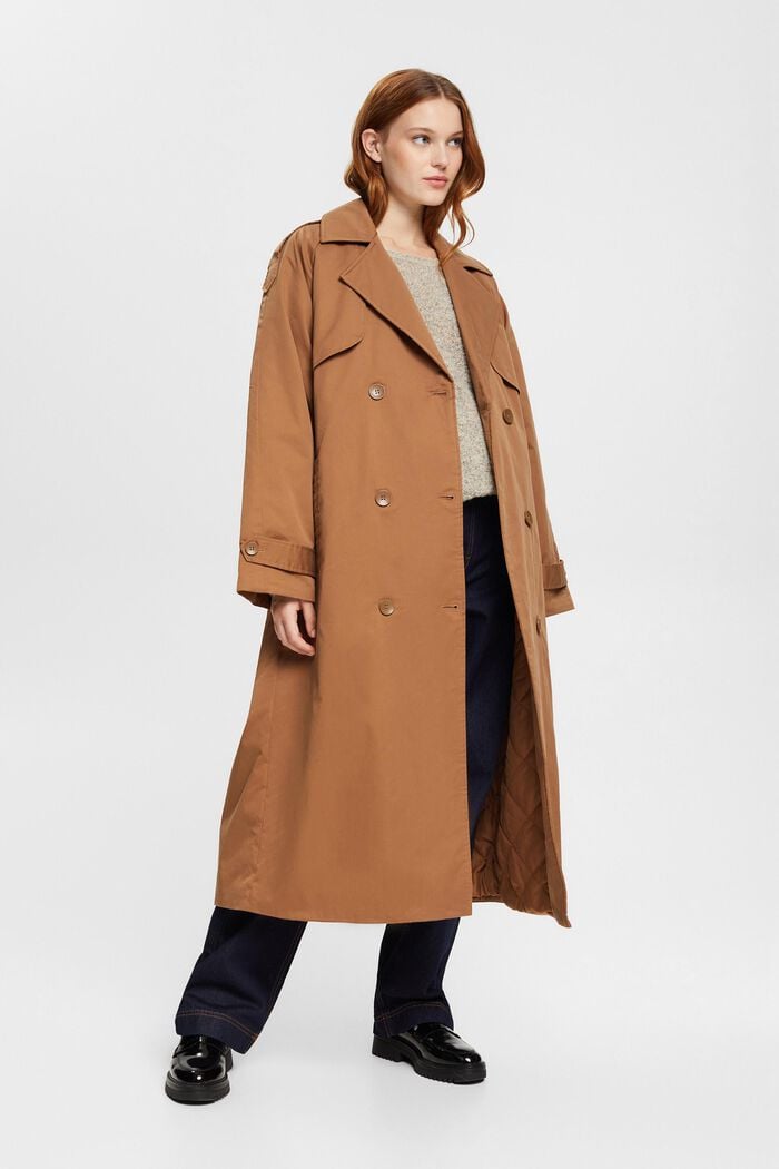 Long padded trench coat