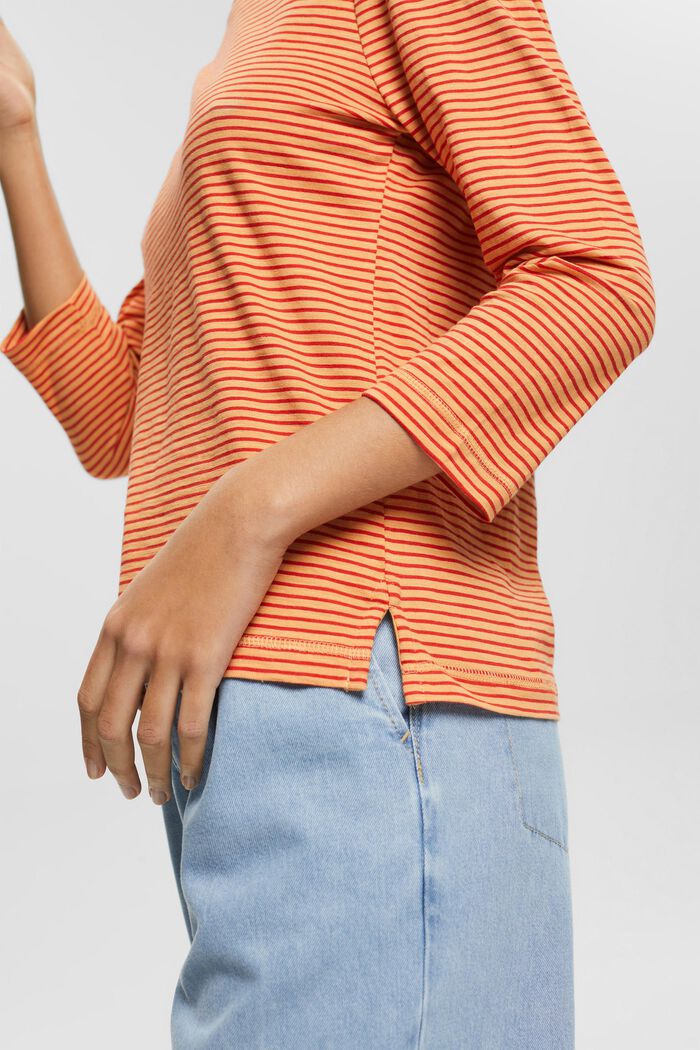 Long sleeve top with a striped pattern, PEACH, detail image number 0
