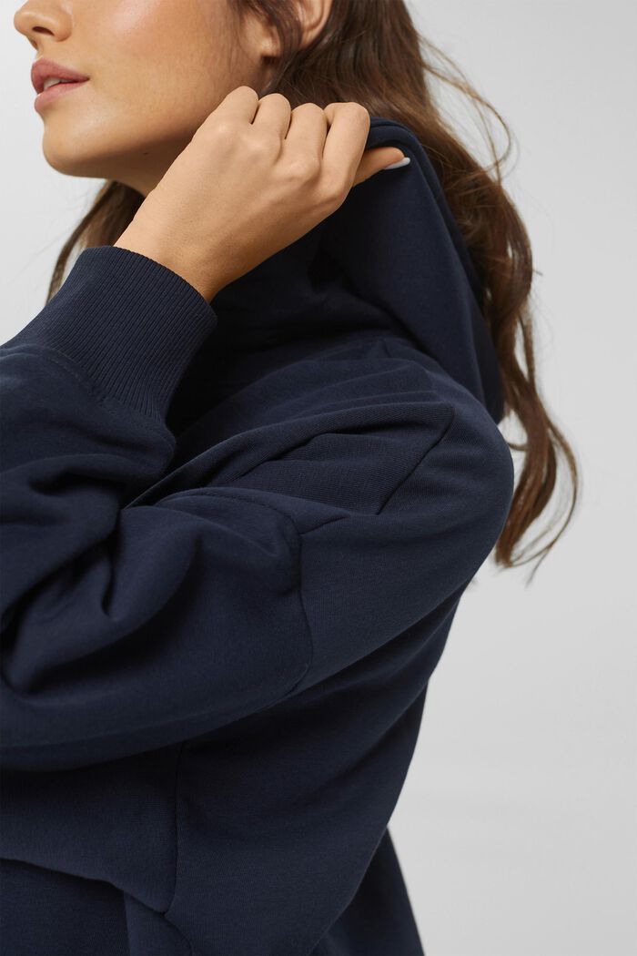 Hoodie with an embroidered logo, cotton blend, NAVY, detail image number 2