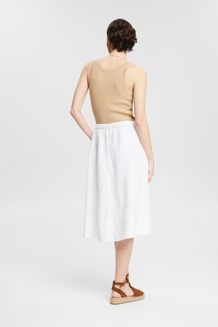 Midi skirt made of blended linen, WHITE, detail image number 3