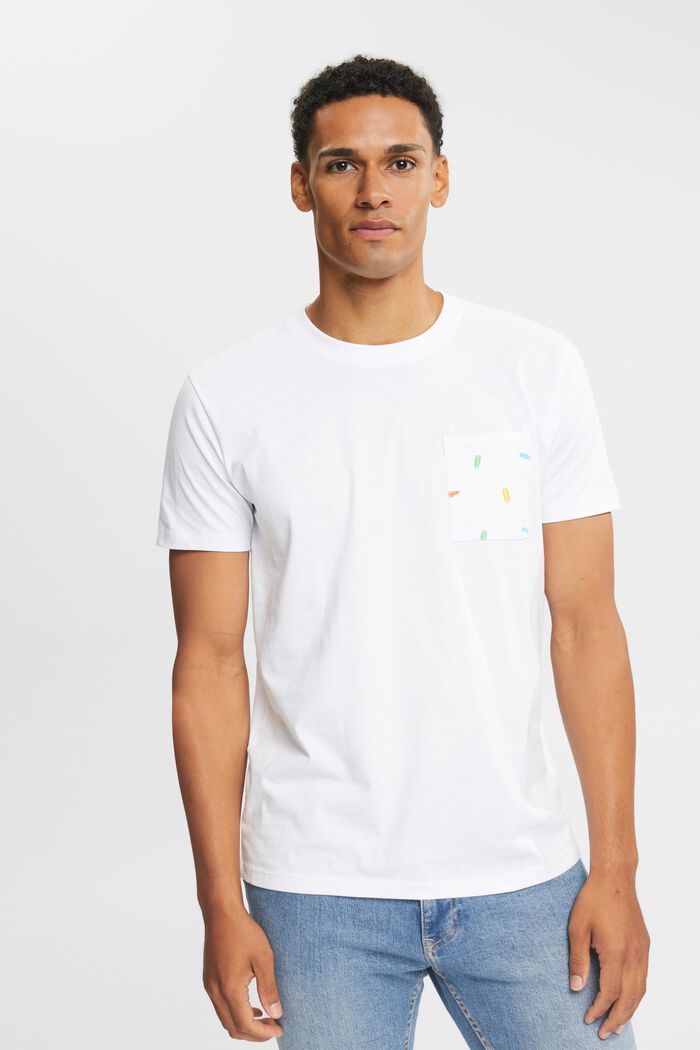 Jersey T-shirt with a breast pocket, WHITE, overview