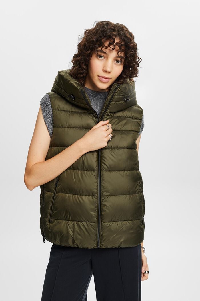 Quilted Puffer Vest, DARK KHAKI, detail image number 5