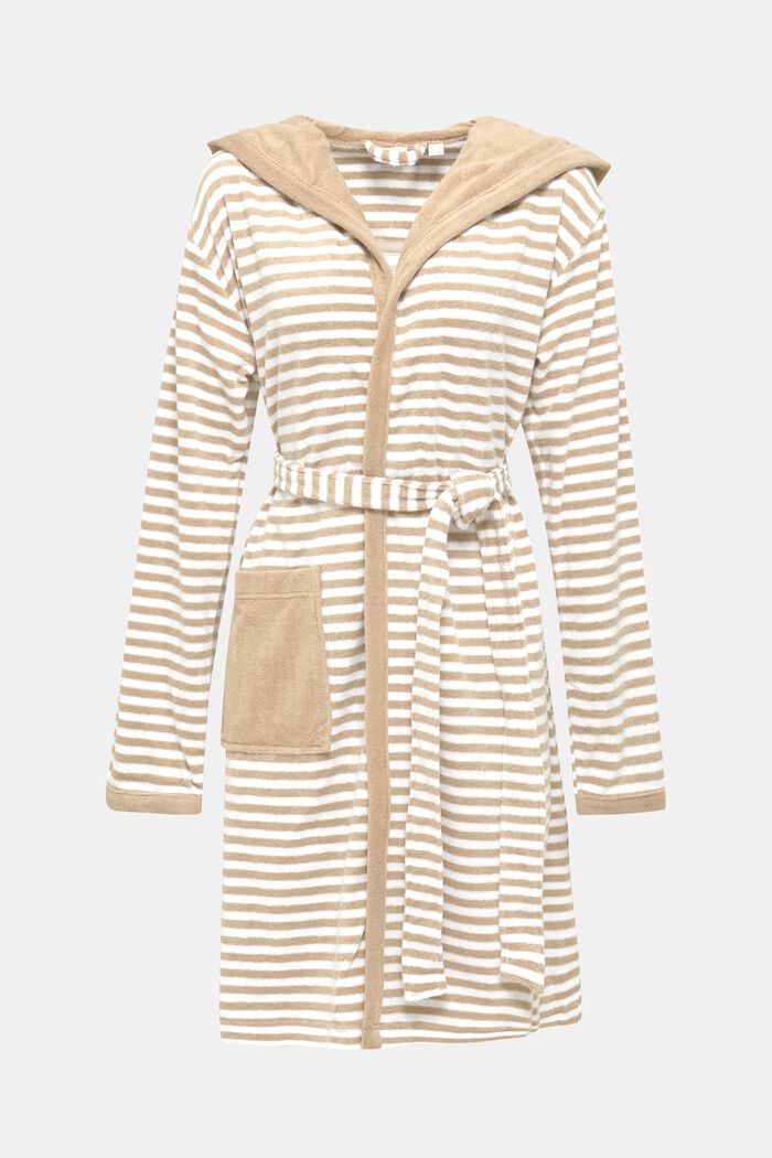 Striped terry cloth bathrobe with hood, MOCCA, detail image number 0