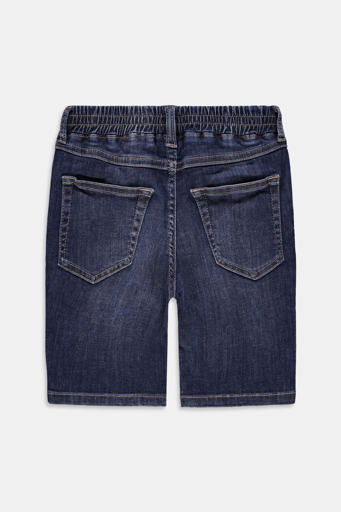 Denim shorts with an elasticated waistband, BLUE DARK WASHED, detail image number 1