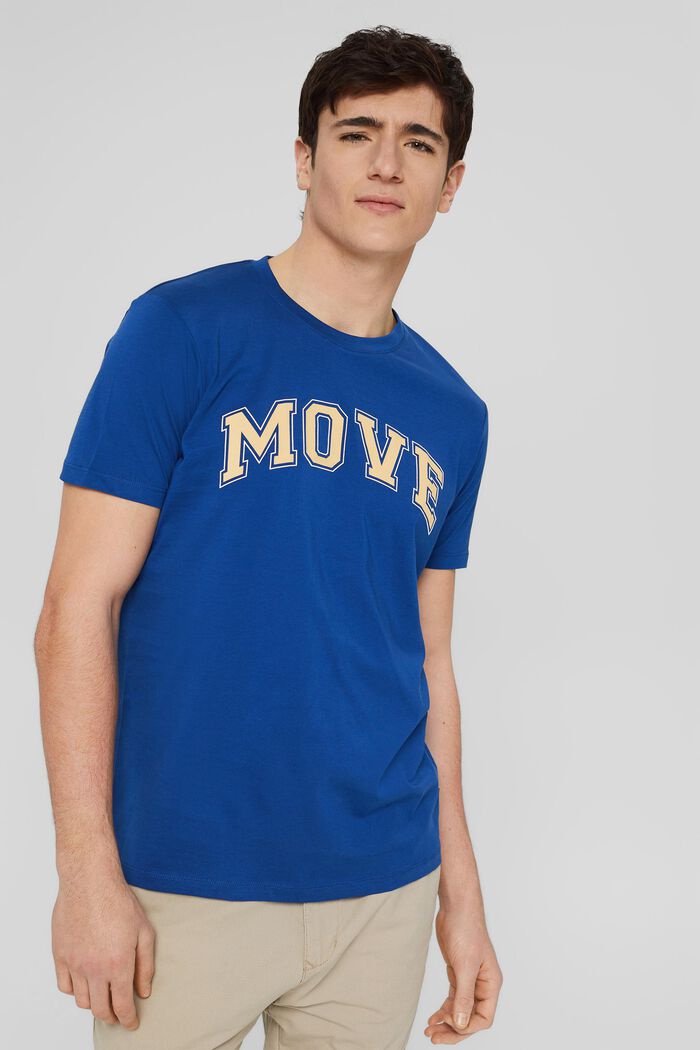 Jersey T-shirt with a statement print, BRIGHT BLUE, detail image number 0