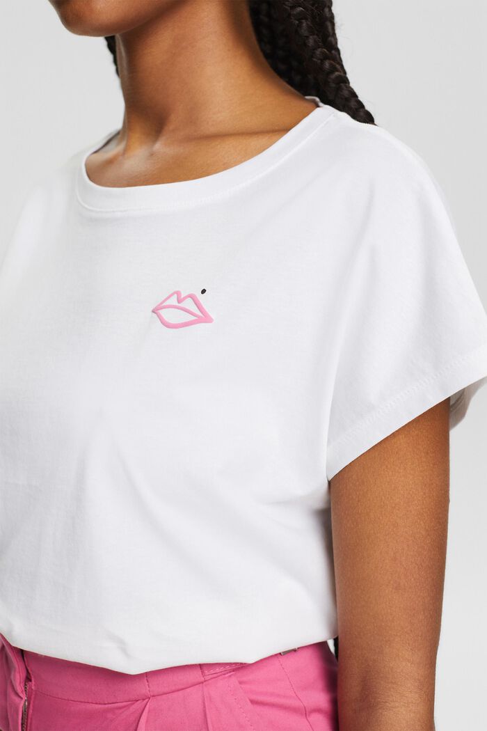 Cropped T-shirt with a print, WHITE, detail image number 2