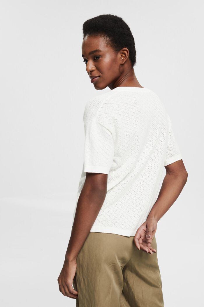 Linen blend: top with an openwork pattern, WHITE, detail image number 3