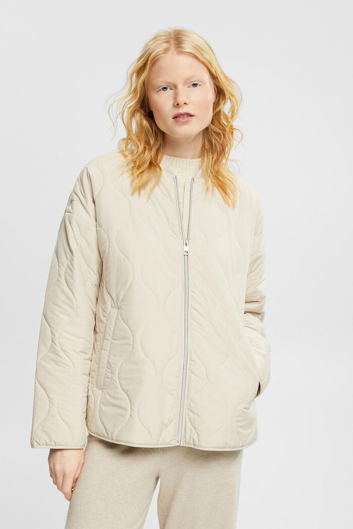 Ultra lightweight quilted bomber jacket, LIGHT TAUPE, detail image number 0
