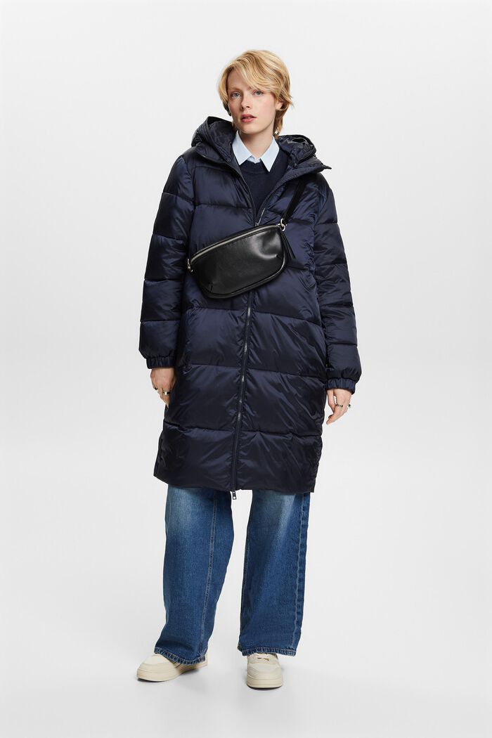 Puffer Coat With Detachable Hood, NAVY, detail image number 2