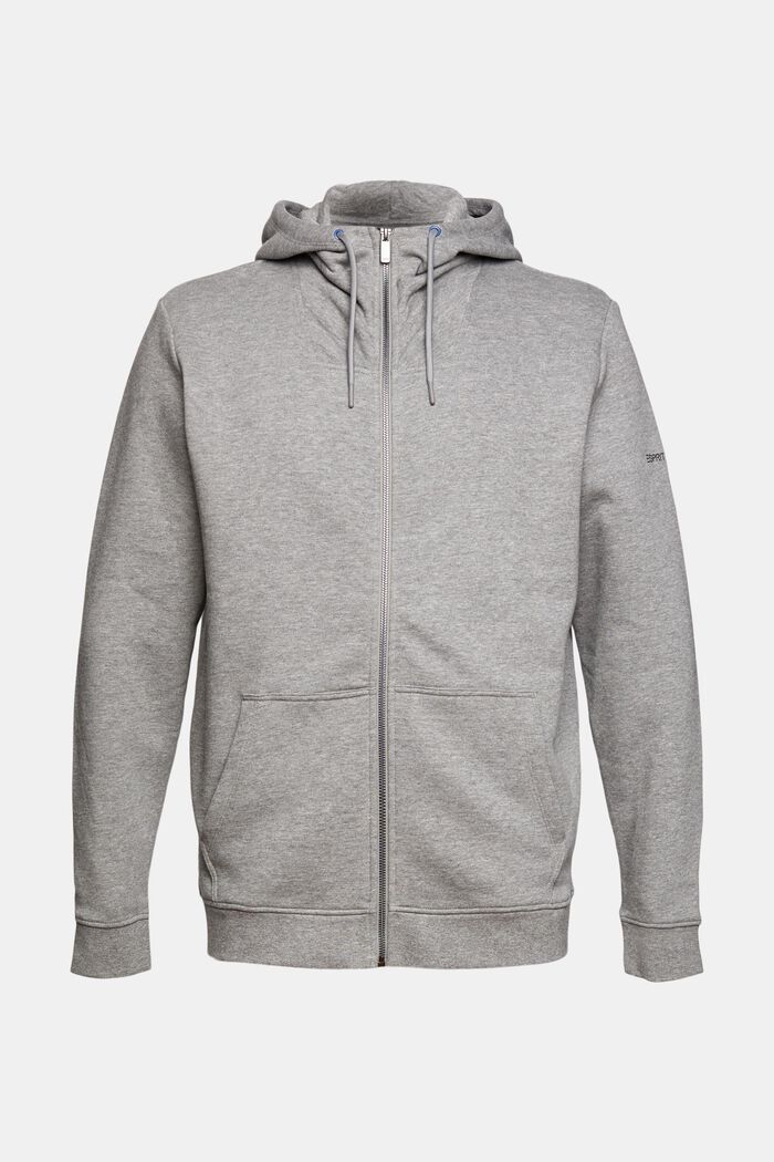 Made of recycled material: hooded sweatshirt jacket, MEDIUM GREY, detail image number 6