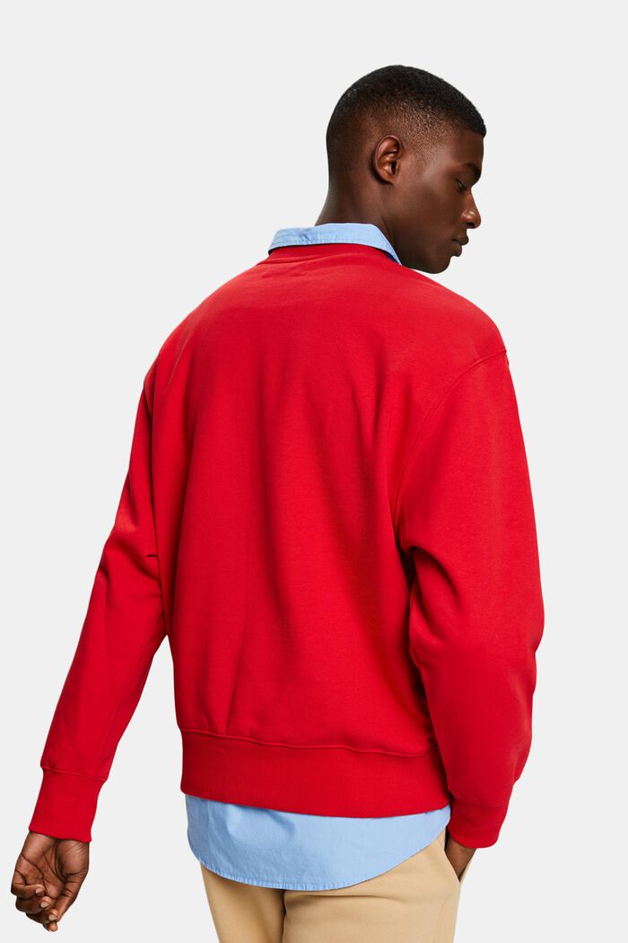 Unisex Cotton Fleece Logo Sweatshirt, RED, detail image number 5