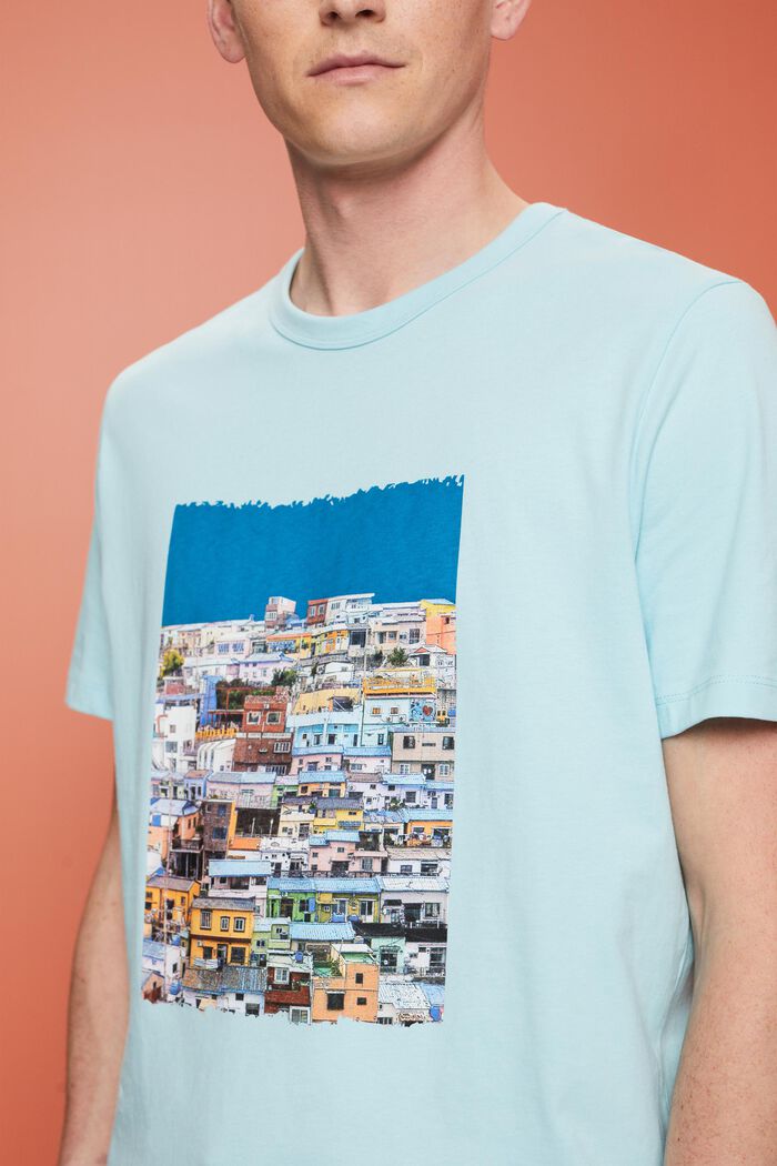Printed jersey t-shirt, 100% cotton, LIGHT TURQUOISE, detail image number 2