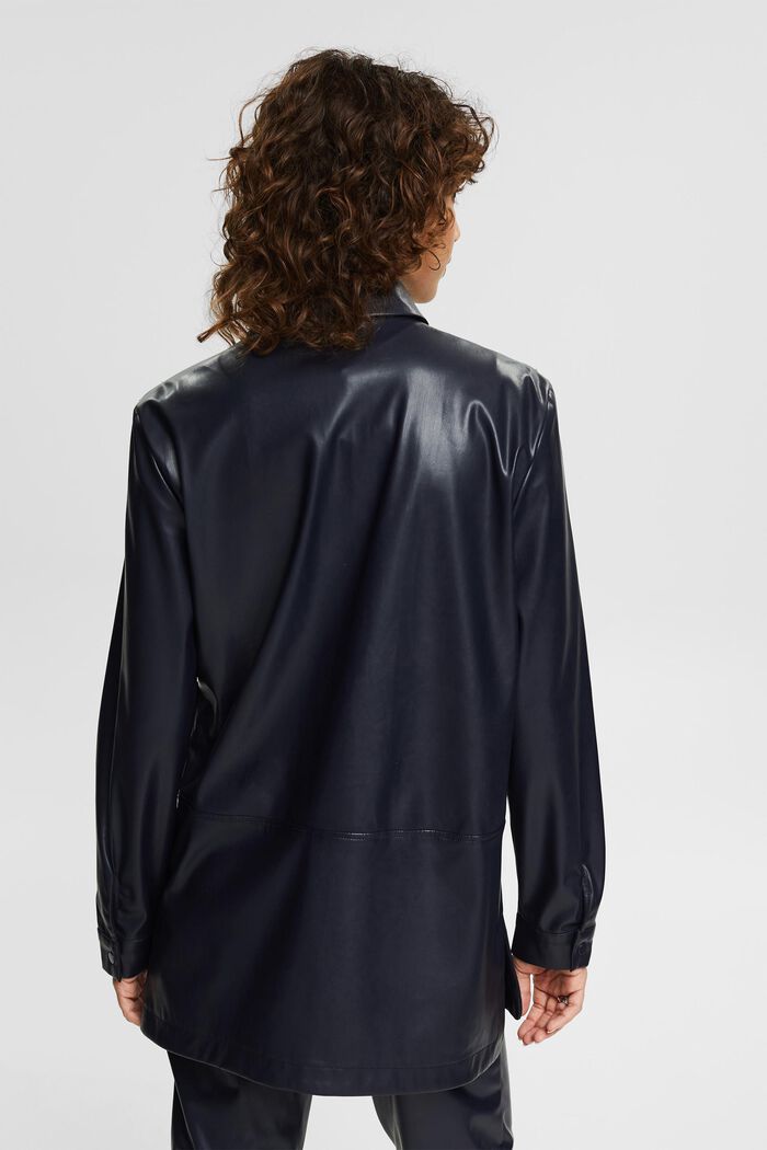 Oversized faux leather blouse, NAVY, detail image number 3