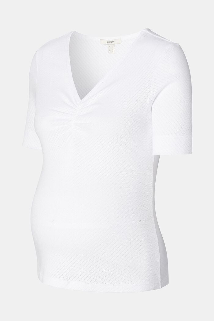 Pointelle t-shirt, organic cotton, BRIGHT WHITE, detail image number 4