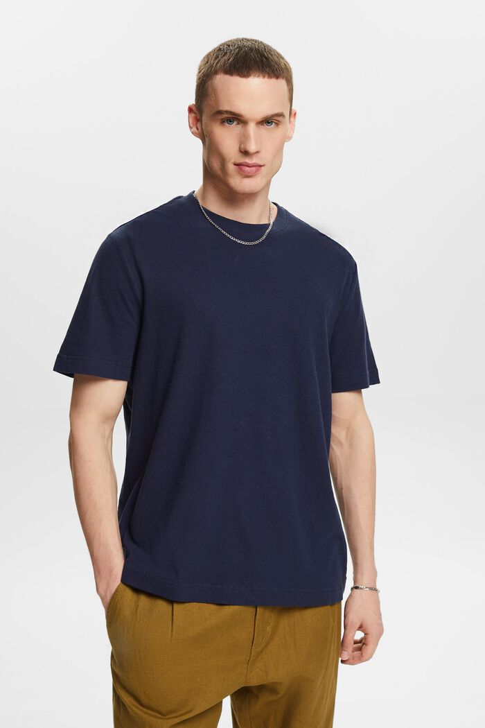 Cotton-Linen T-Shirt, NAVY, detail image number 4