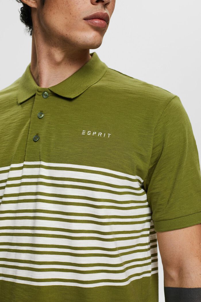 Polo shirt with a striped pattern, LEAF GREEN, detail image number 1