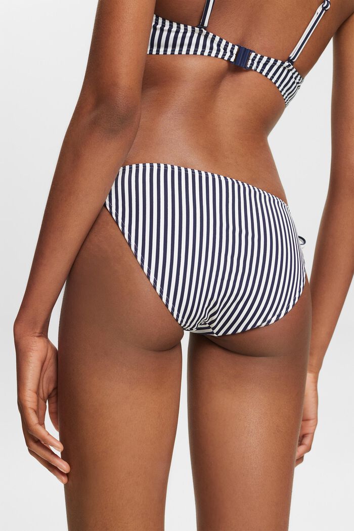 Striped Side-Tie Bikini Bottoms, NAVY, detail image number 1