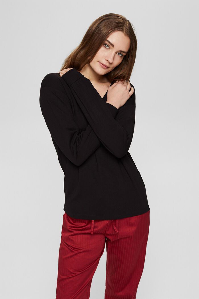 Lightweight sweatshirt, LENZING™ ECOVERO™, BLACK, overview