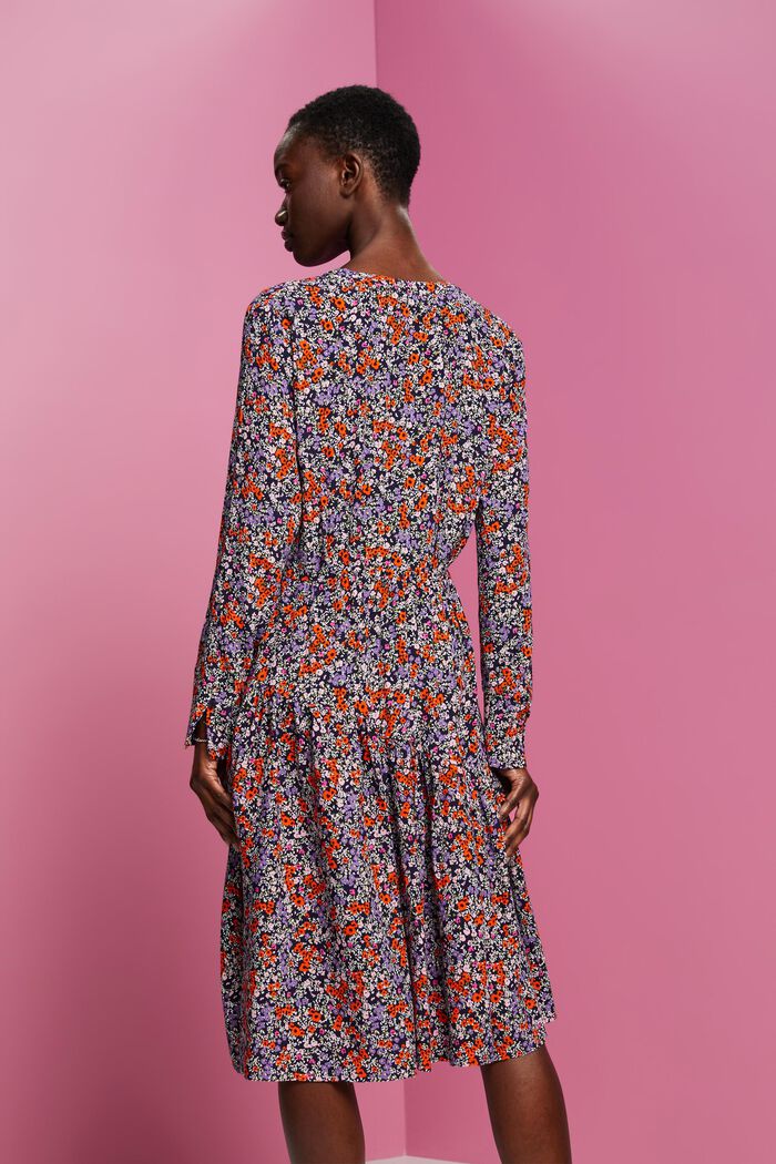Midi dress with all-over floral print, NAVY, detail image number 3