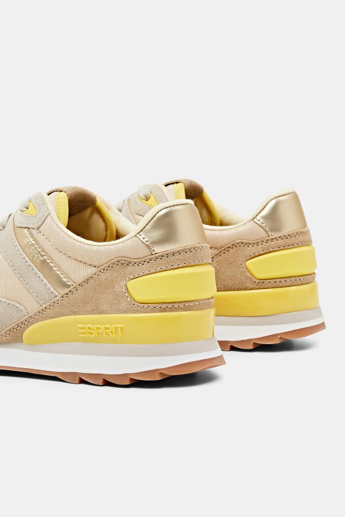 Suede Leather Sneakers, PASTEL YELLOW, detail image number 4