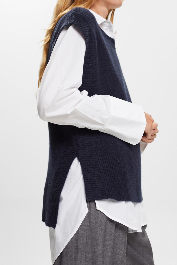 Wool Blend Knit Vest, NAVY, detail image number 2