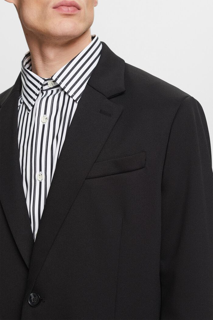 Single-Breasted Twill Blazer, BLACK, detail image number 3