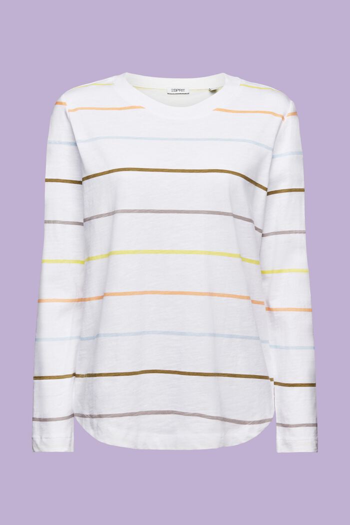 Striped Long Sleeve Top, WHITE, detail image number 6