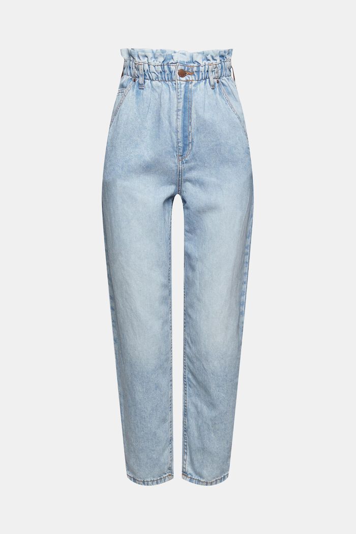 Containing hemp: paperbag jeans, BLUE LIGHT WASHED, overview