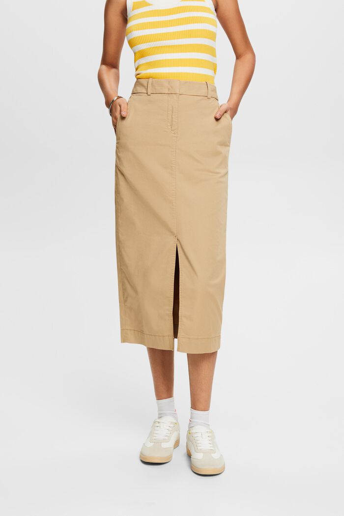 Slit Midi Skirt, BEIGE, detail image number 0