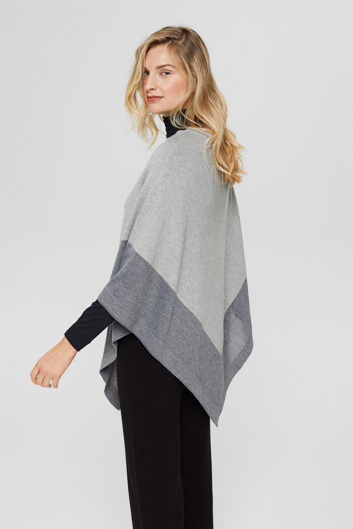 Poncho with contrasting colour stripes, GREY, detail image number 3