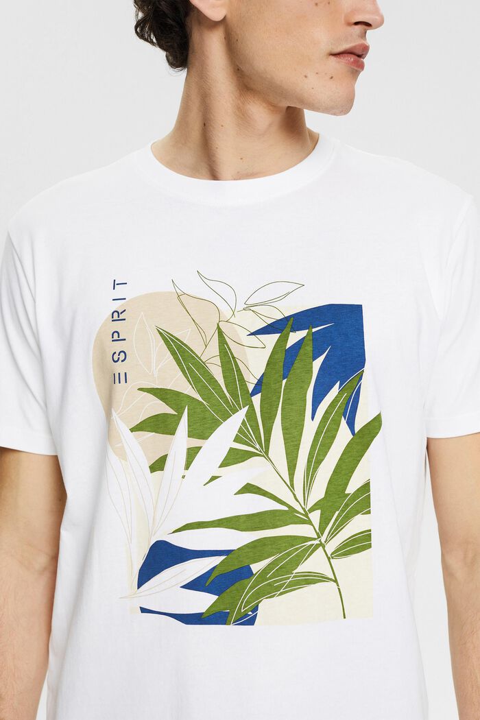 Jersey T-shirt with a plant print, WHITE, detail image number 1