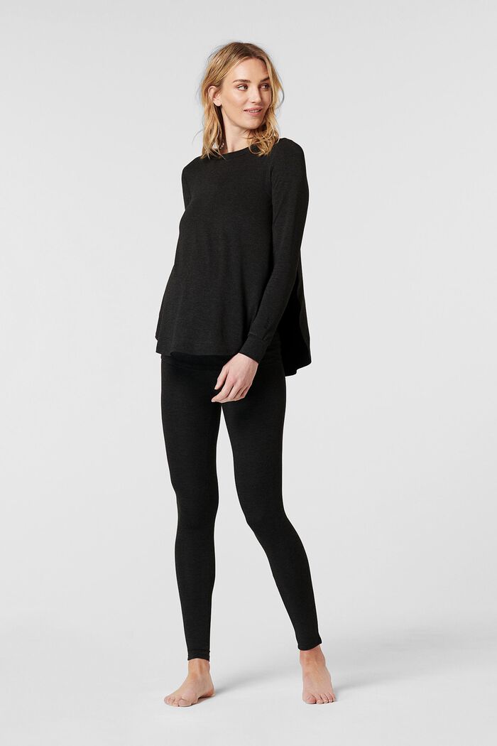 Long sleeve top with open sides, LENZING™ ECOVERO™, ANTHRACITE MELANGE, detail image number 0