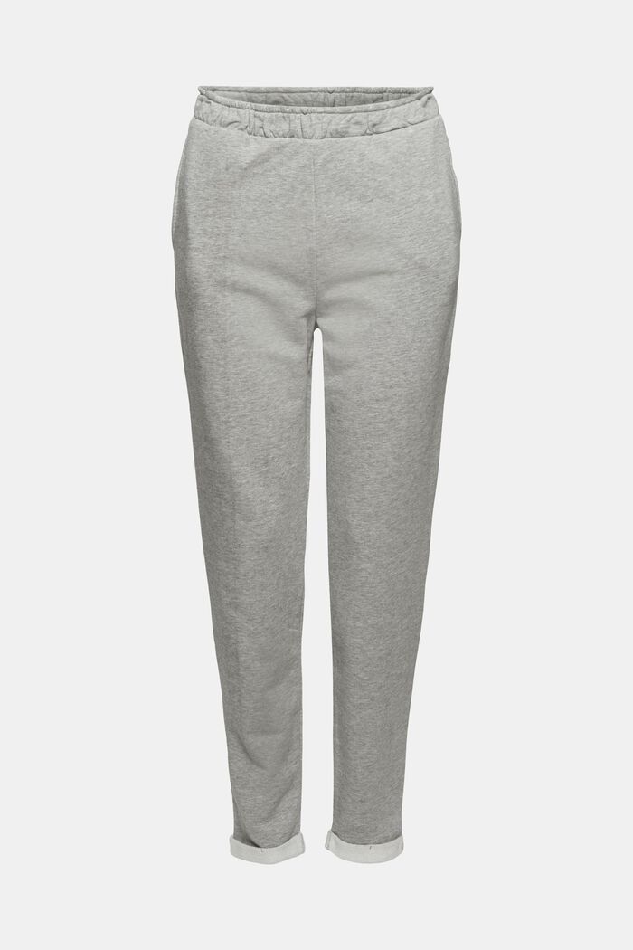 Slim, high-waisted trousers made of sweatshirt fabric, MEDIUM GREY, detail image number 7